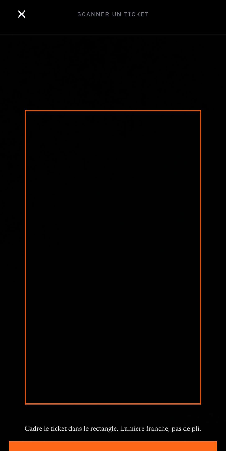 Scanner du ticket de caisse — cadre OCR rectangulaire